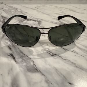 Ray-Ban RB3386 Sunglasses Mens Size 63 Black Polarized Aviator Italy 004/9A Read